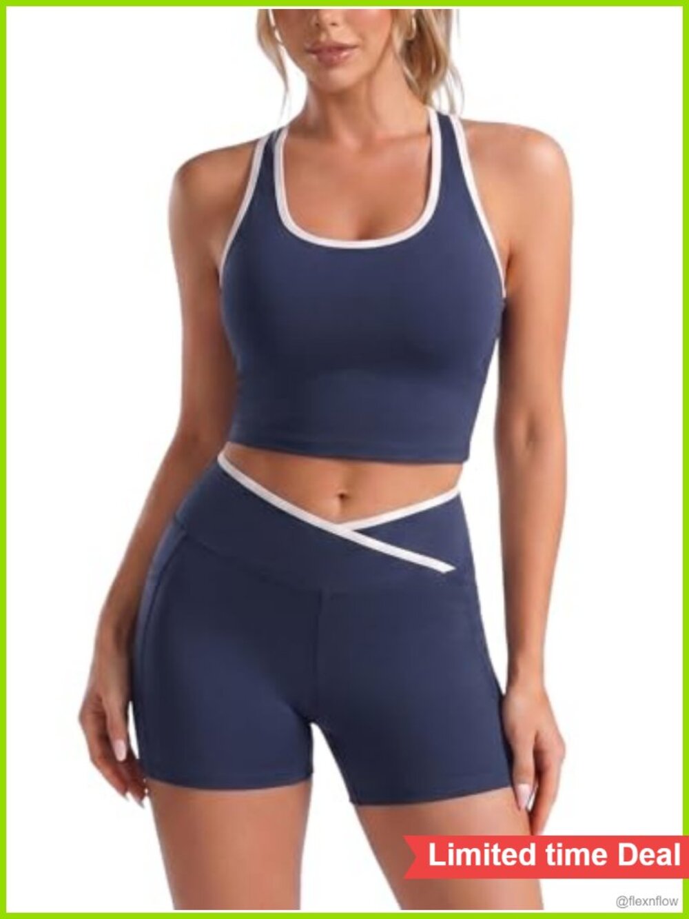 Women 2 Piece Workout Set Removable Pad Sports Bra High Waist Shorts